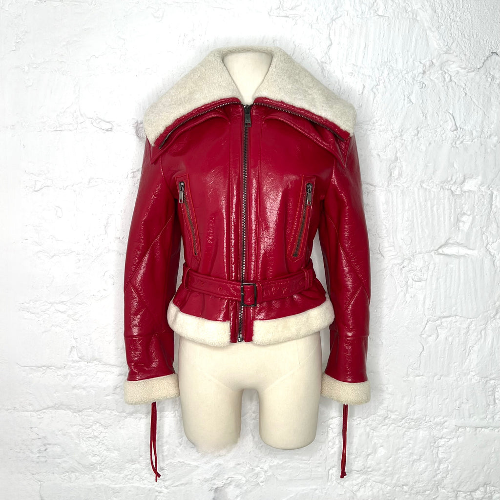 GALLIANO - Red aviator perfecto jacket