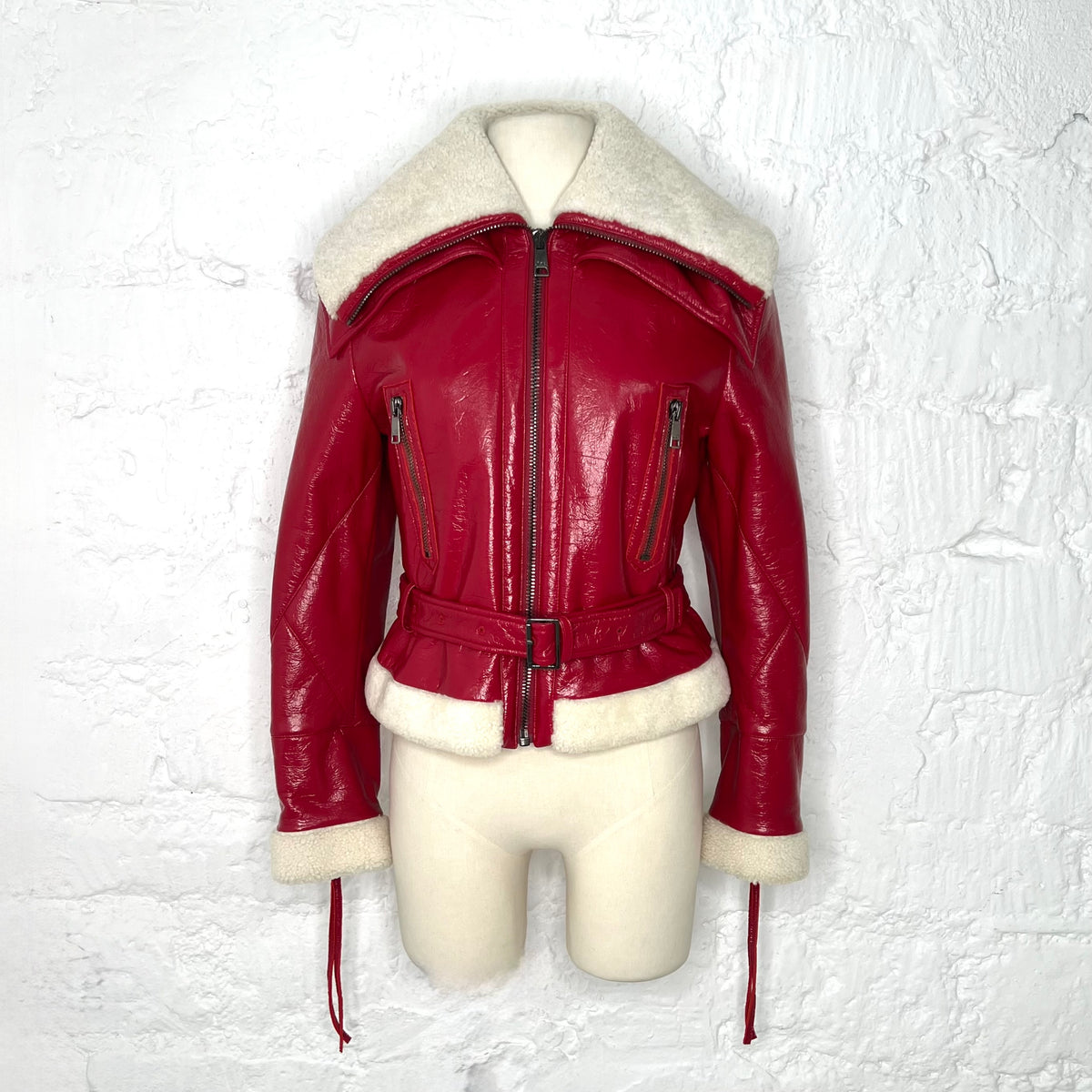 GALLIANO - Red aviator perfecto jacket