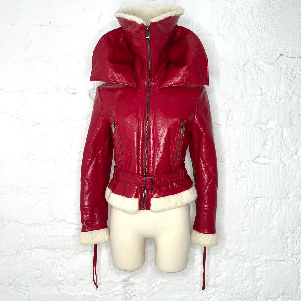 GALLIANO - Red aviator perfecto jacket