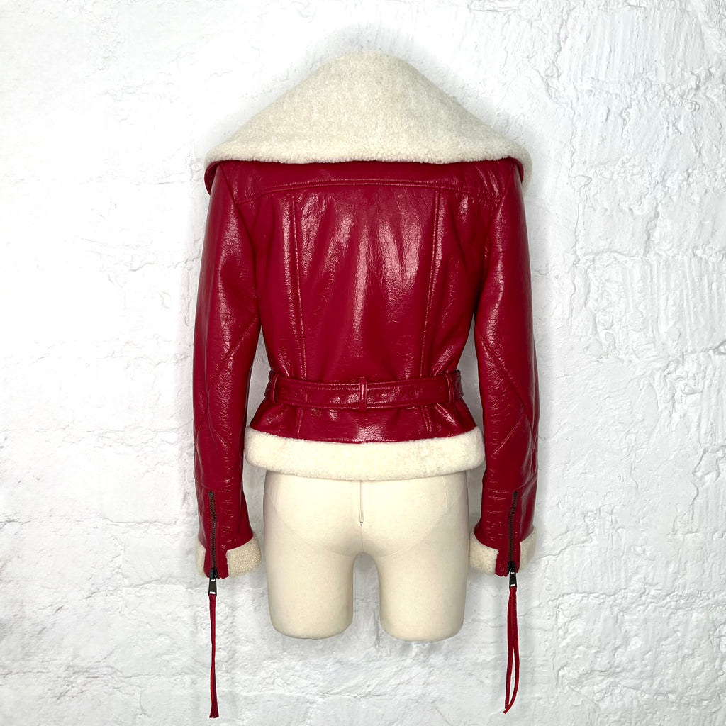 GALLIANO - Red aviator perfecto jacket