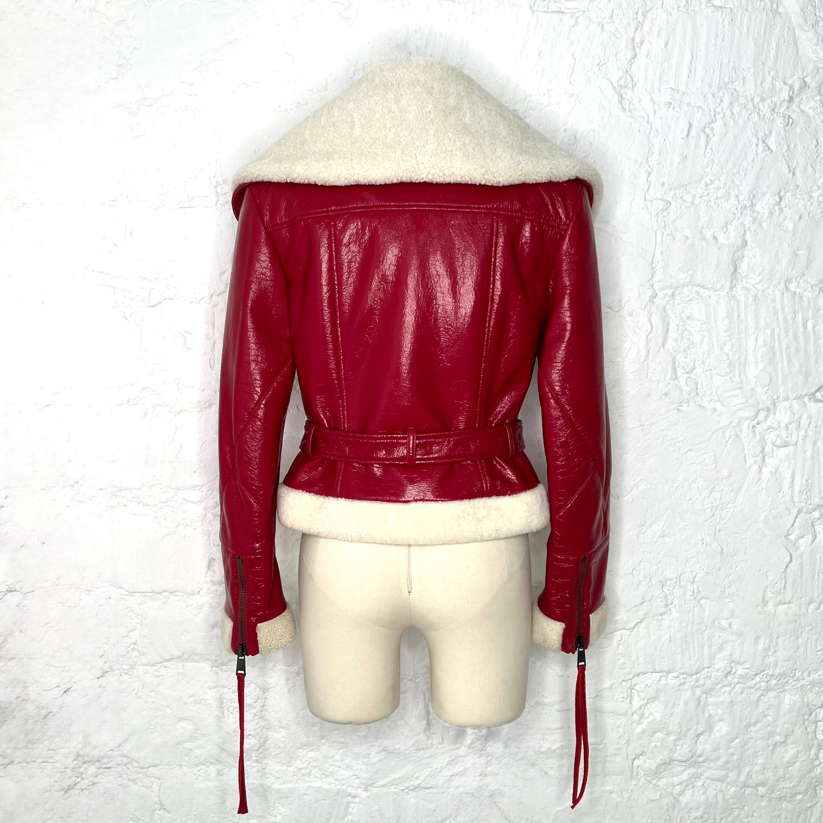 GALLIANO - Red aviator perfecto jacket