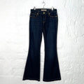 BURBERRY - Blue denim flare high rise pants