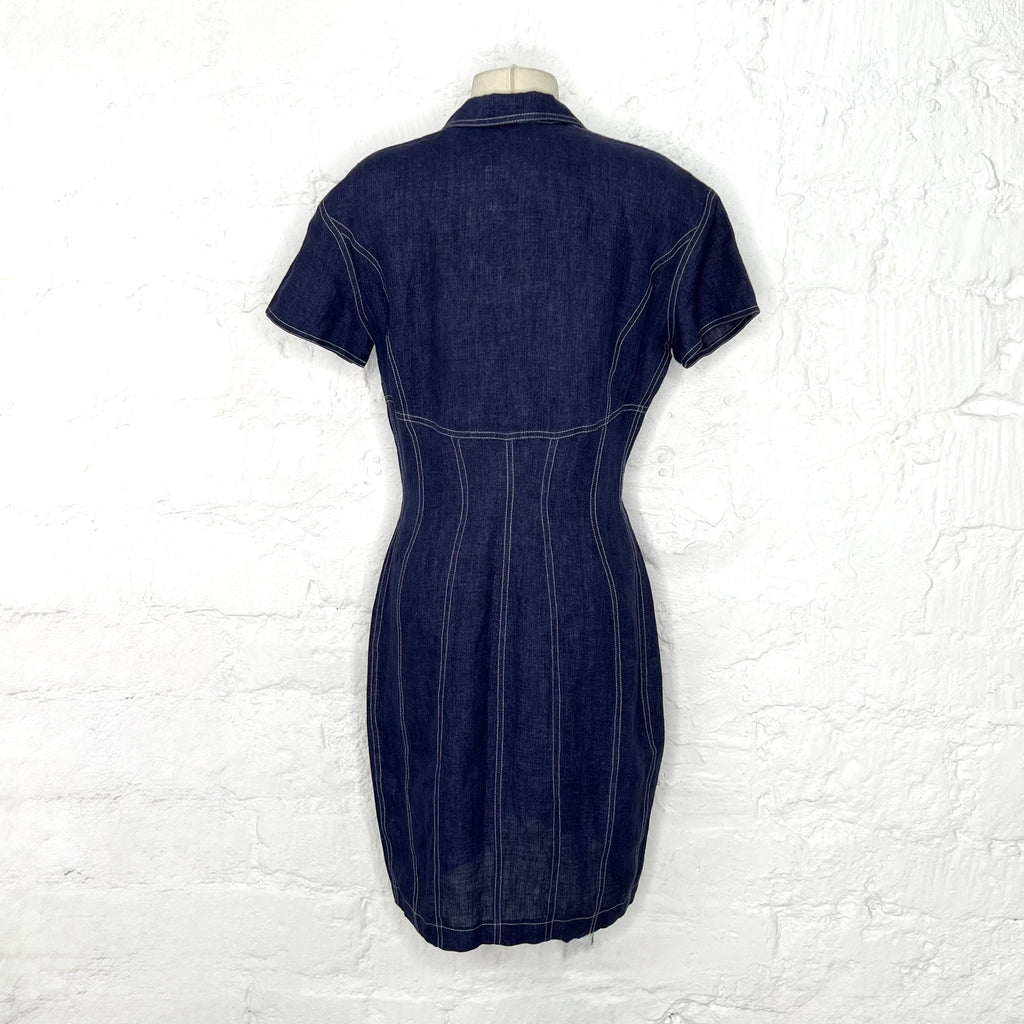 THIERRY MUGLER - Blue denim midi dress