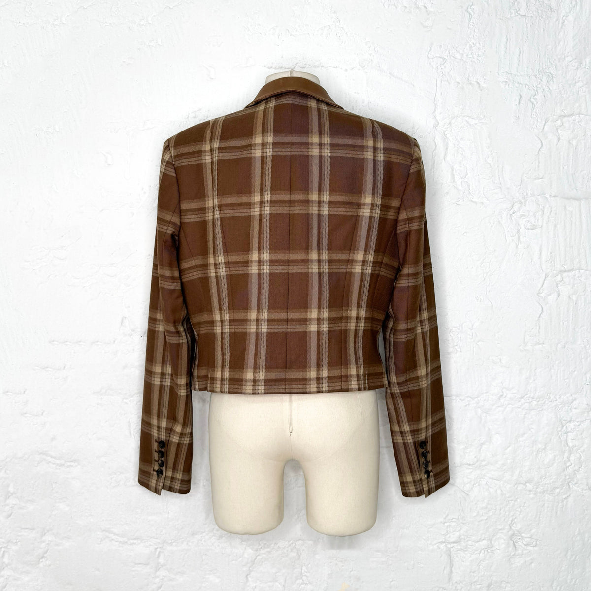 CHRISTIAN DIOR - Short Blazer Brown Plaid pattern
