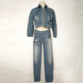 CHRISTIAN DIOR - Denim set with floral pattern
