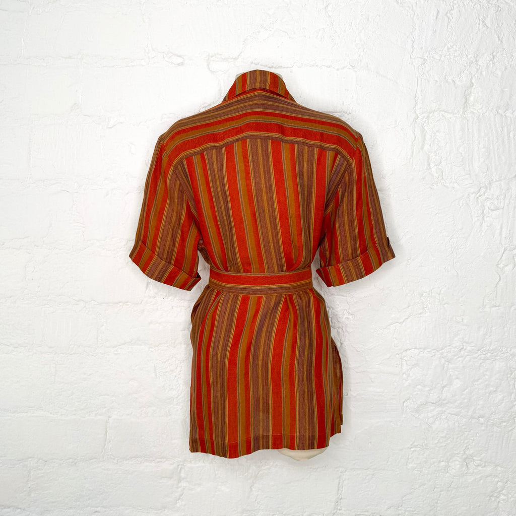YVES SAINT LAURENT - Vintage shirt with brown stripes