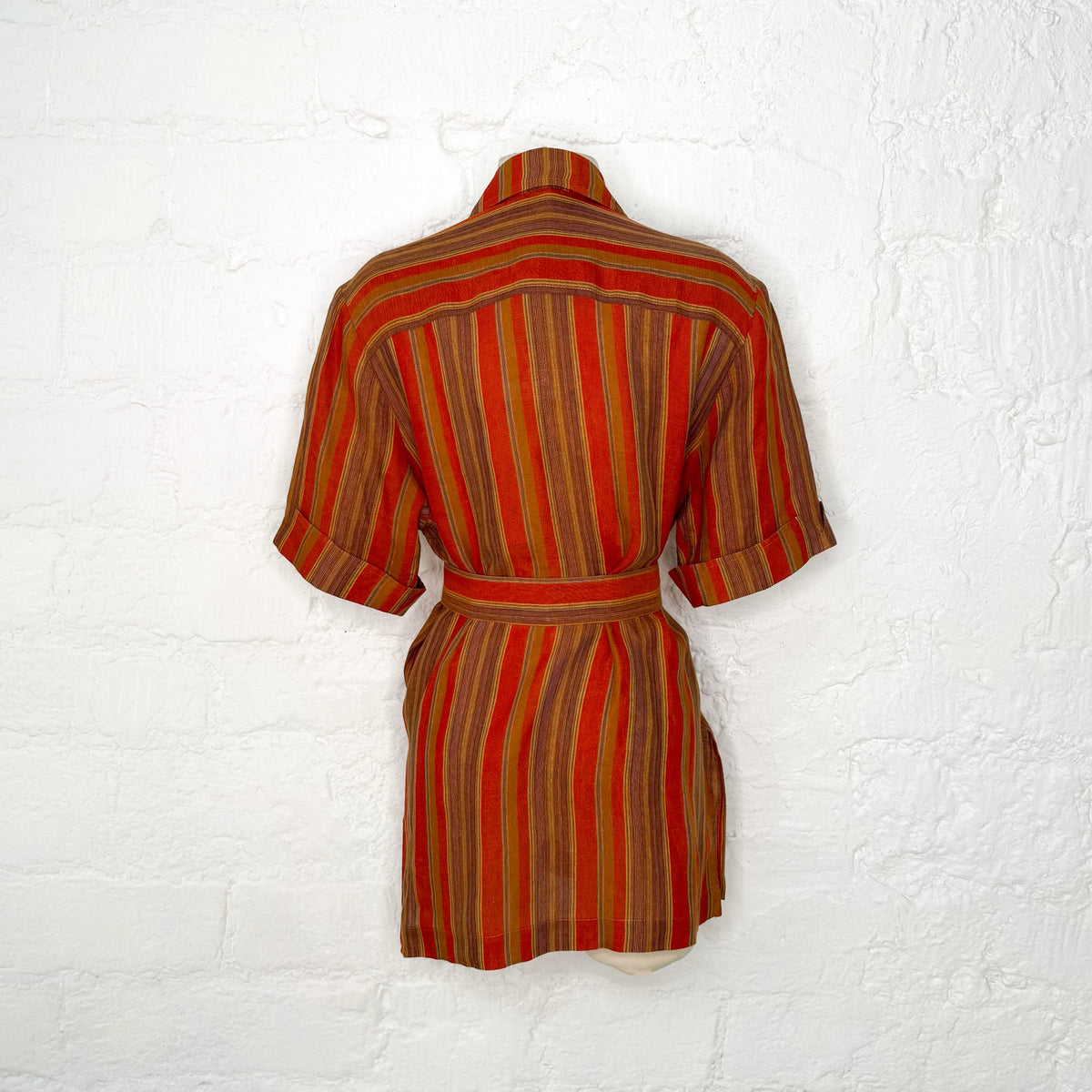 YVES SAINT LAURENT - Vintage shirt with brown stripes