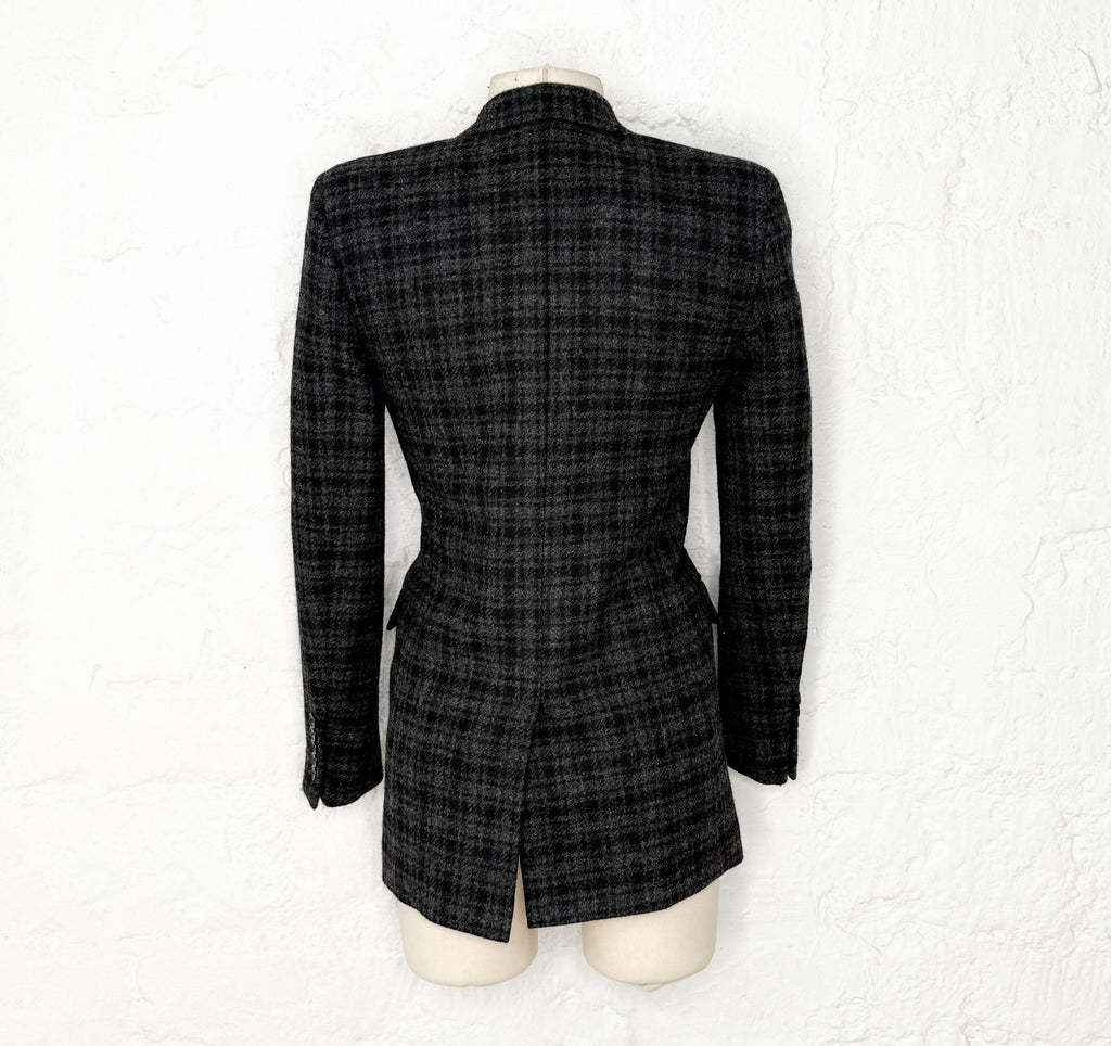 YVES SAINT LAURENT - Black jacket with leather on the collar