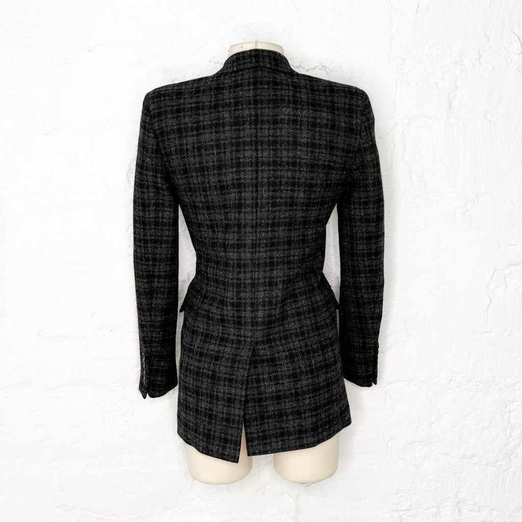 YVES SAINT LAURENT - Black jacket with leather on the collar