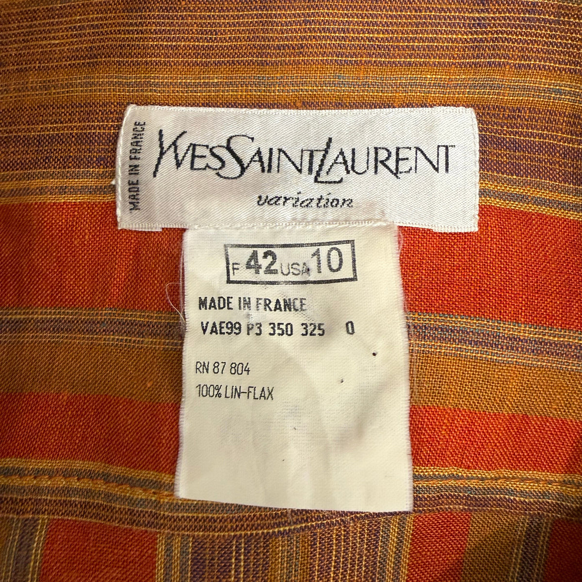 YVES SAINT LAURENT - Vintage shirt with brown stripes