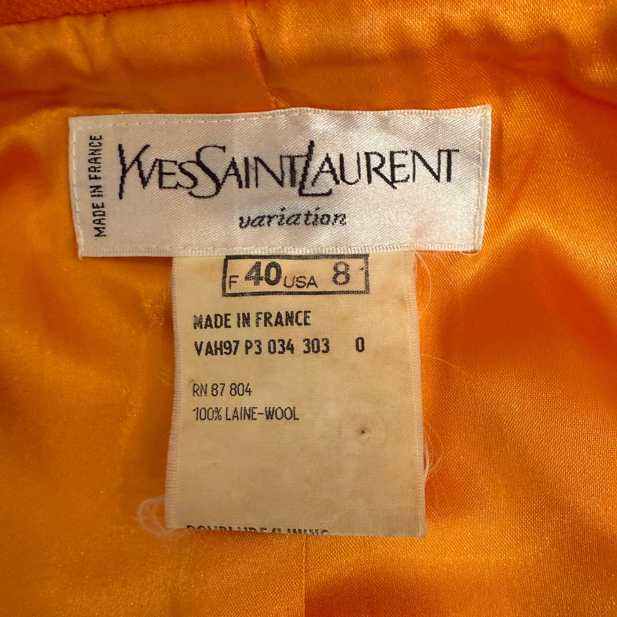 YVES SAINT LAURENT - Orange tailor suit