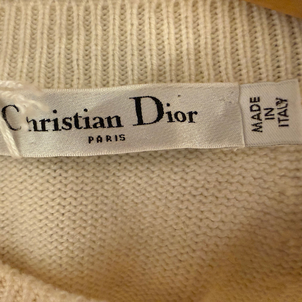 CHRISTIAN DIOR - Cream white sweater with puff sleeves