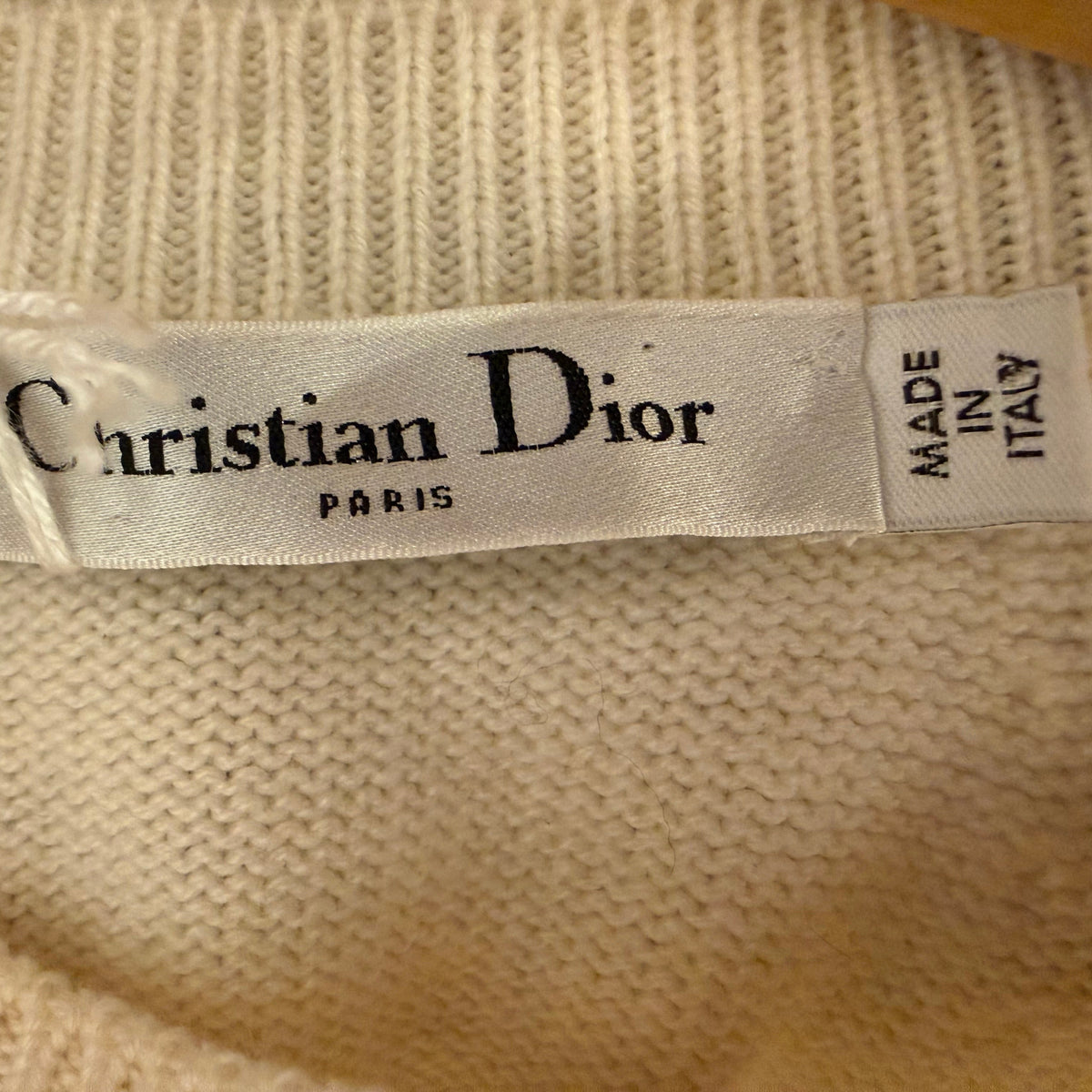 CHRISTIAN DIOR - Cream white sweater with puff sleeves