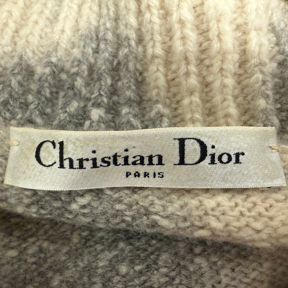 CHRISTIAN DIOR - Grey white round neck sweater