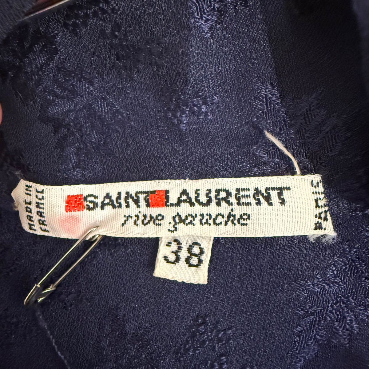 YVES SAINT LAURENT - Navy blue shirt with knotted collar