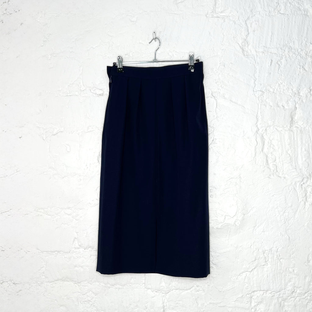 Court COURRÈGES - Blue navy jacket and skirt set - ALE PARIS Luxury Vintage
