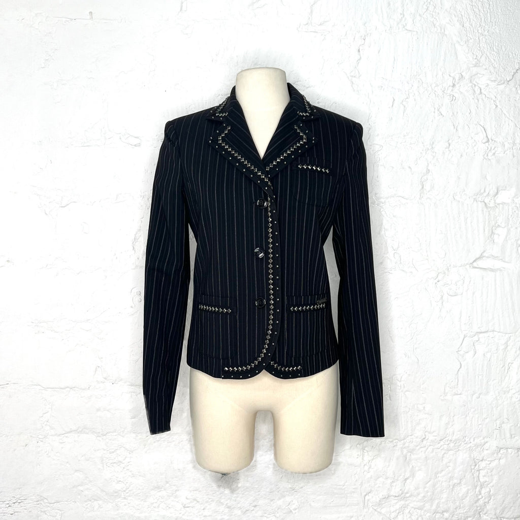 GALLIANO - Black stripped blazer jacket
