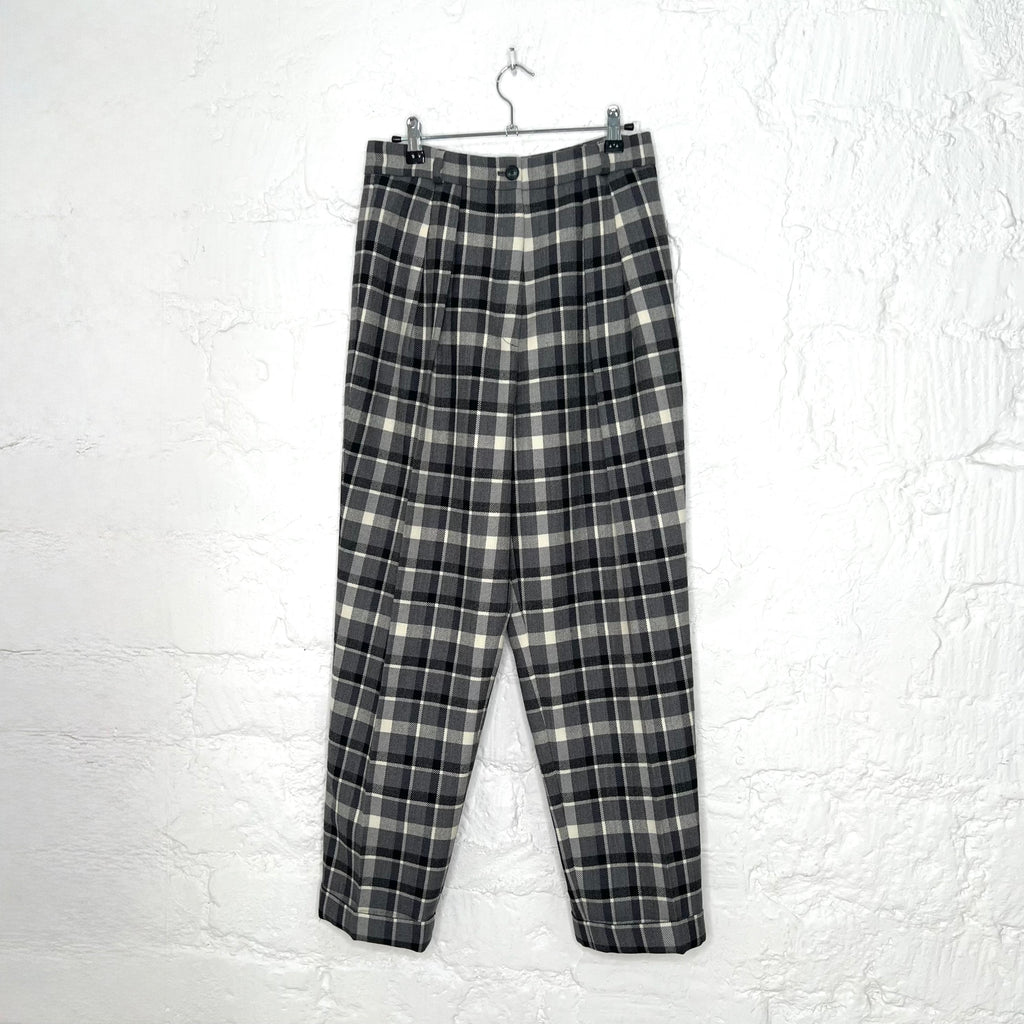 CHRISTIAN DIOR - Wide leg checkered plaid trousers