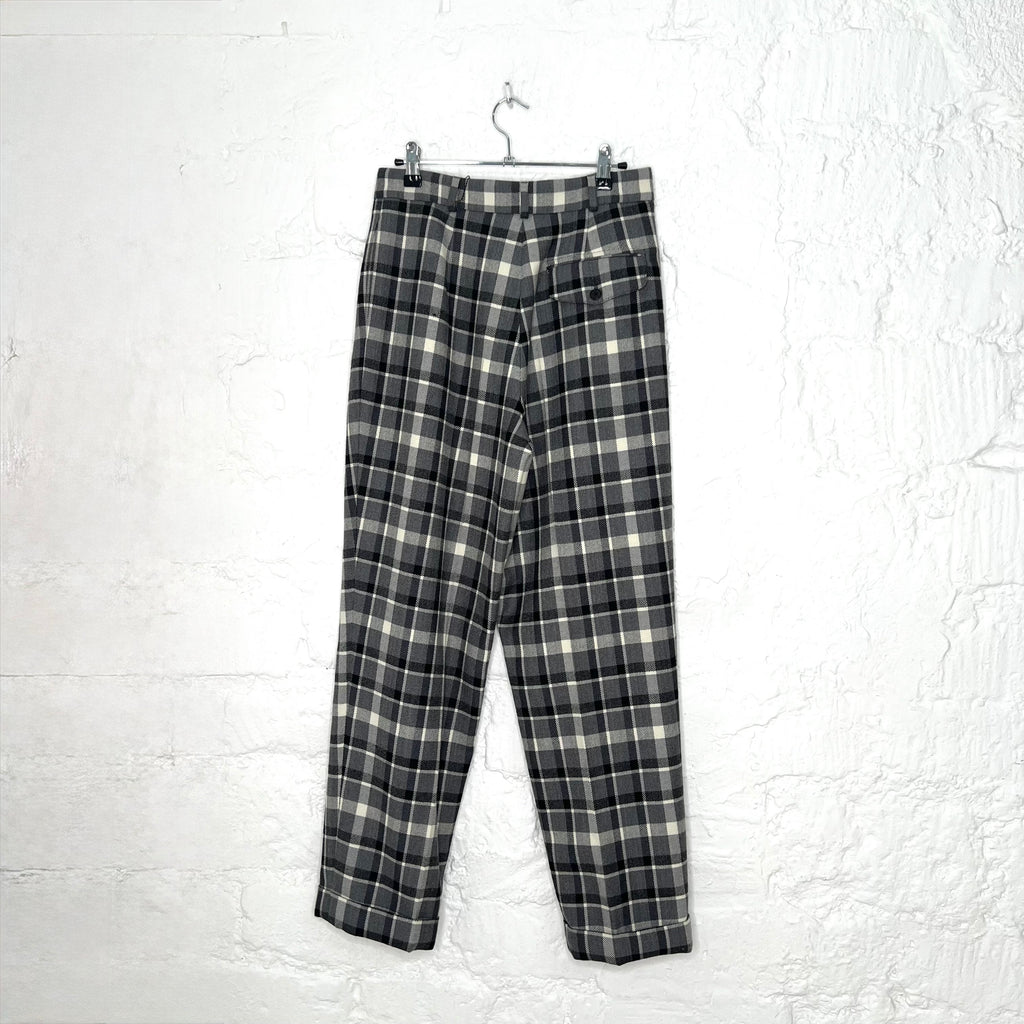 CHRISTIAN DIOR - Wide leg checkered plaid trousers