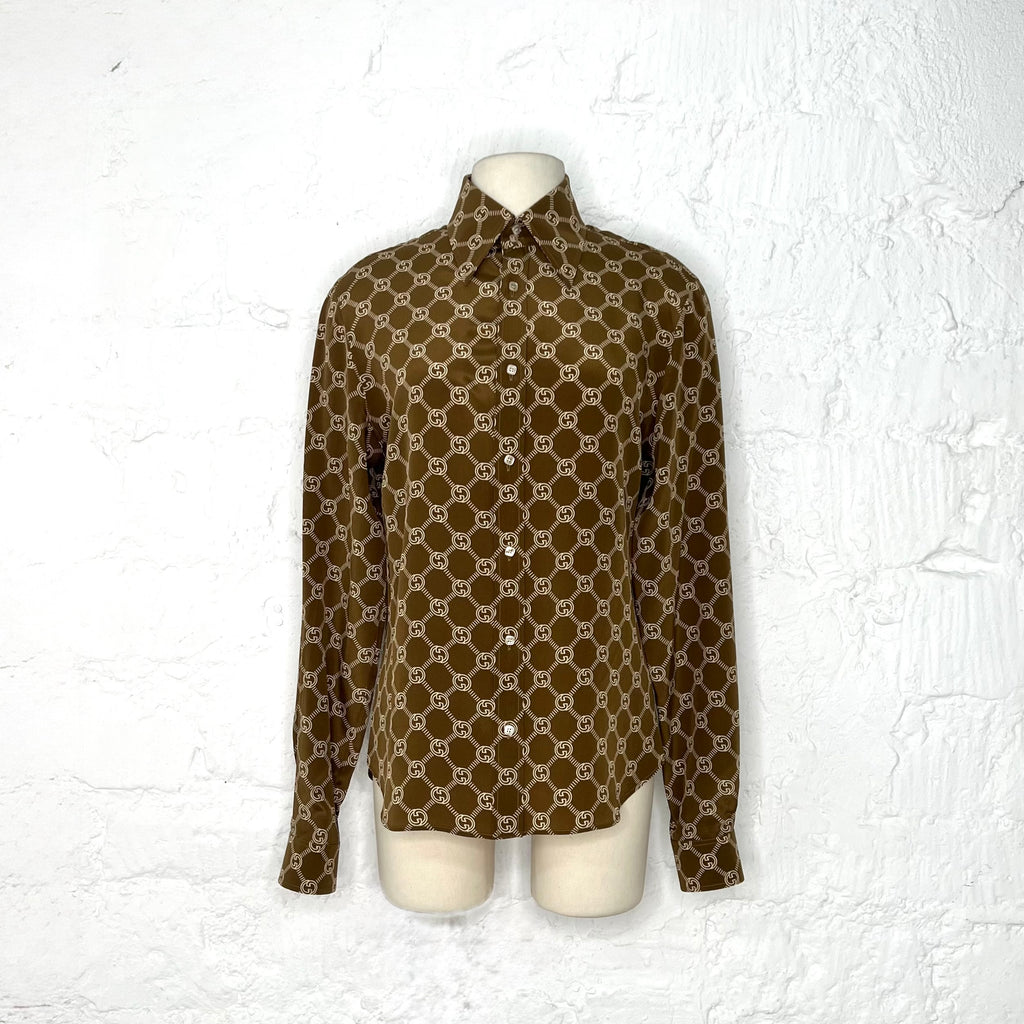 GUCCI - Brown GG monogram shirt