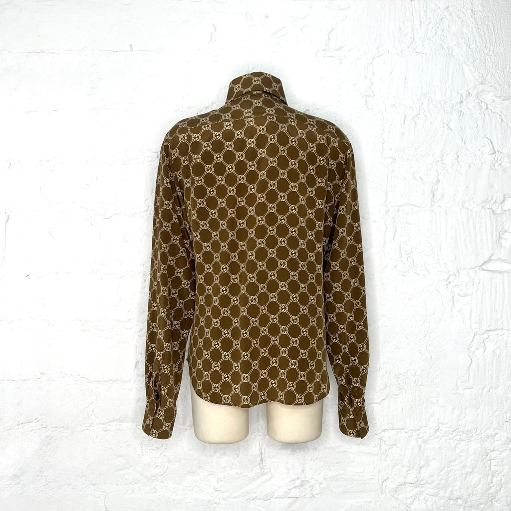 GUCCI - Brown GG monogram shirt