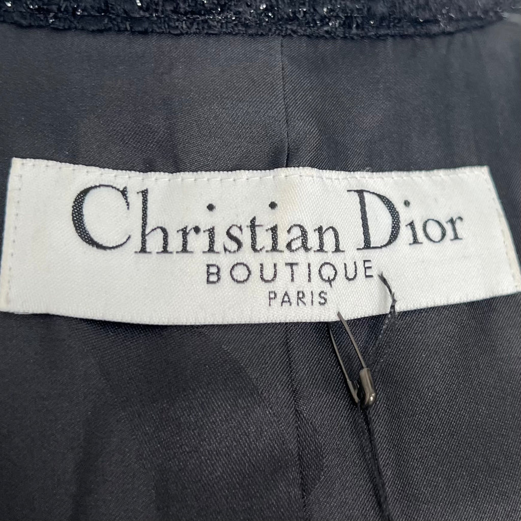 CHRISTIAN DIOR - Black leather tweed moto jacket