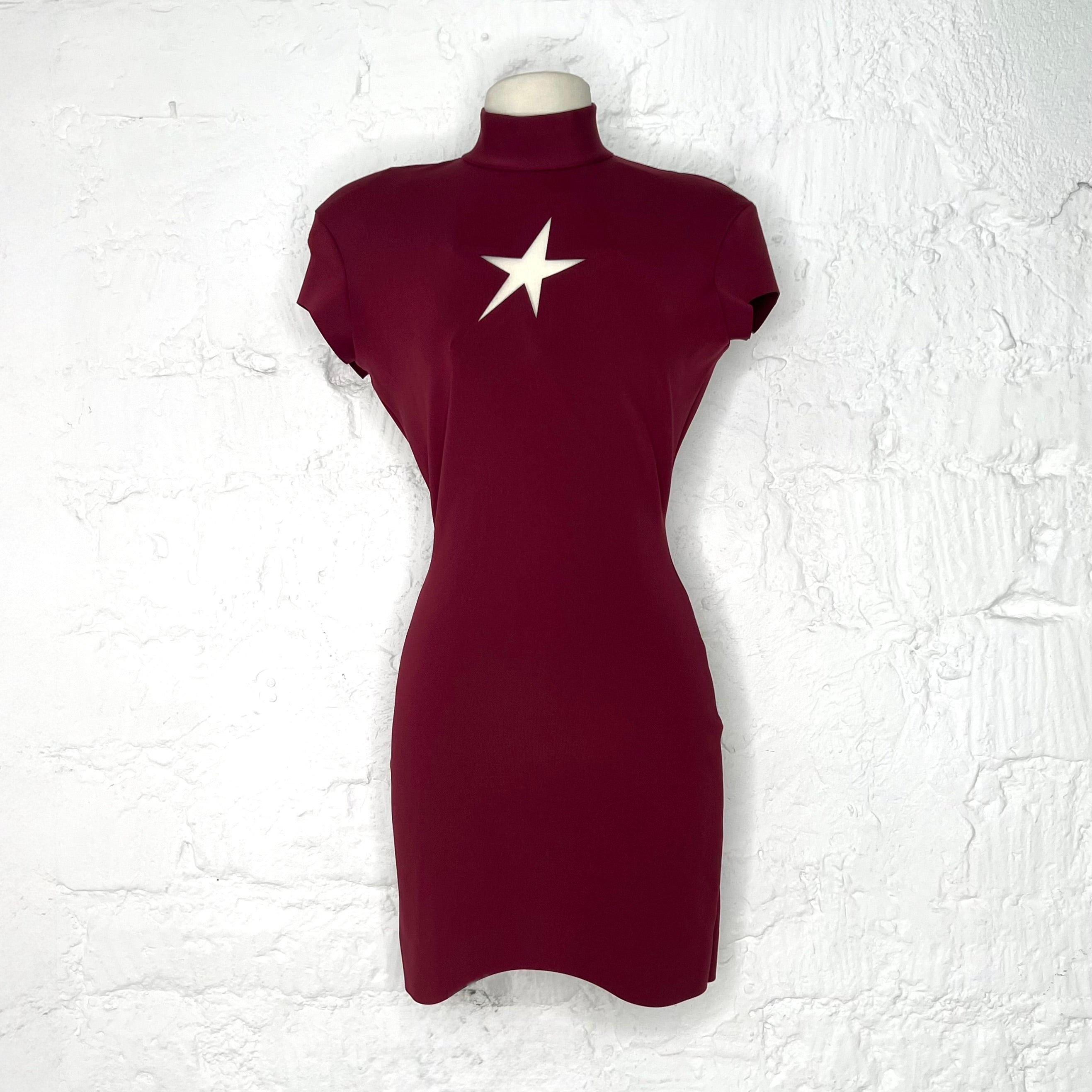 THIERRY MUGLER - Burgundy star short dress
