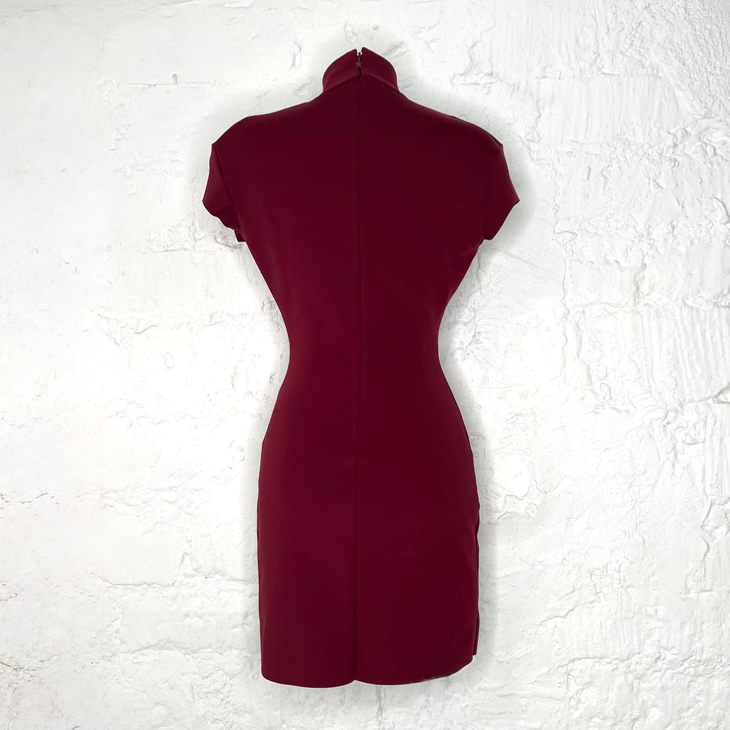 THIERRY MUGLER - Burgundy star short dress