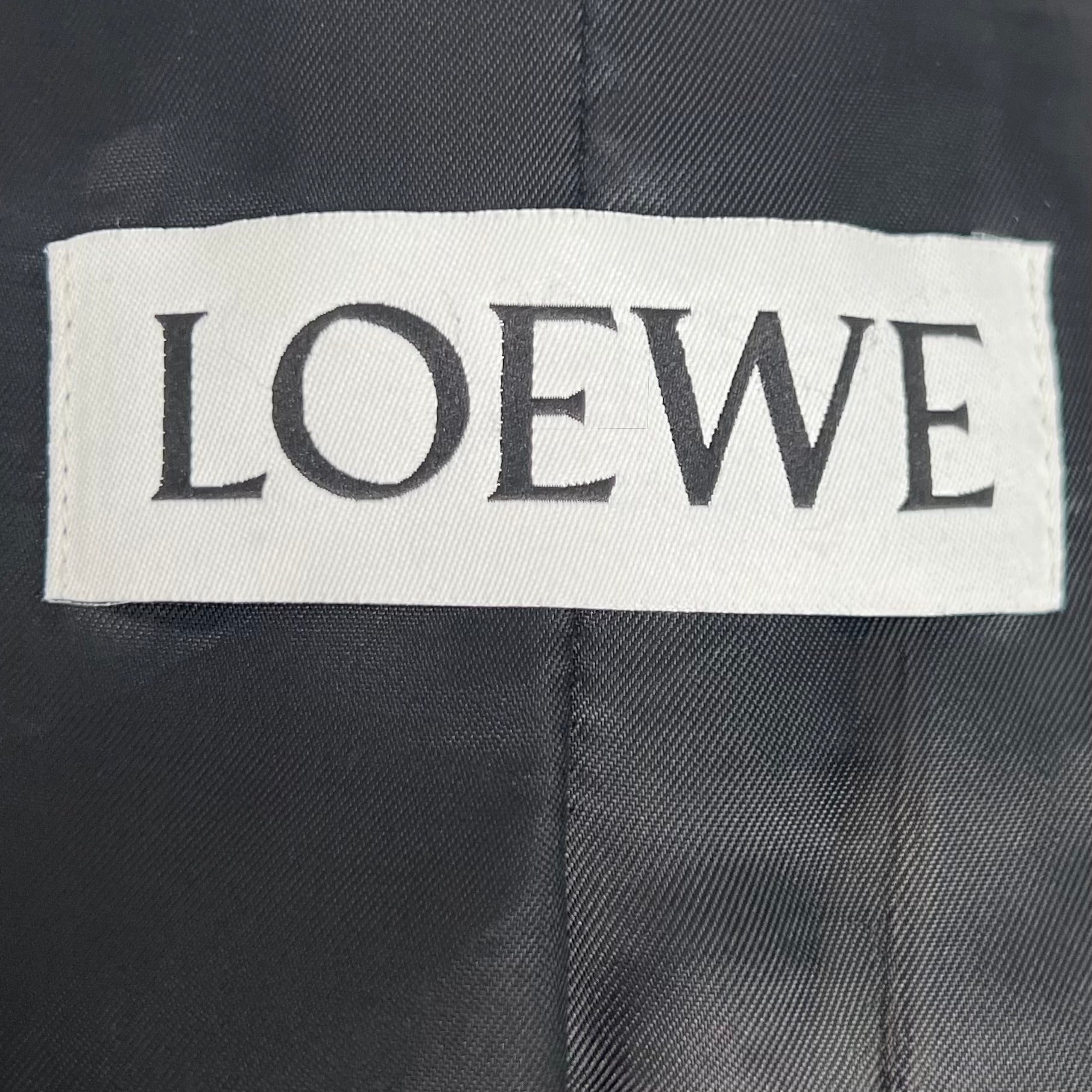 LOEWE - Dark blue leather perfecto jacket