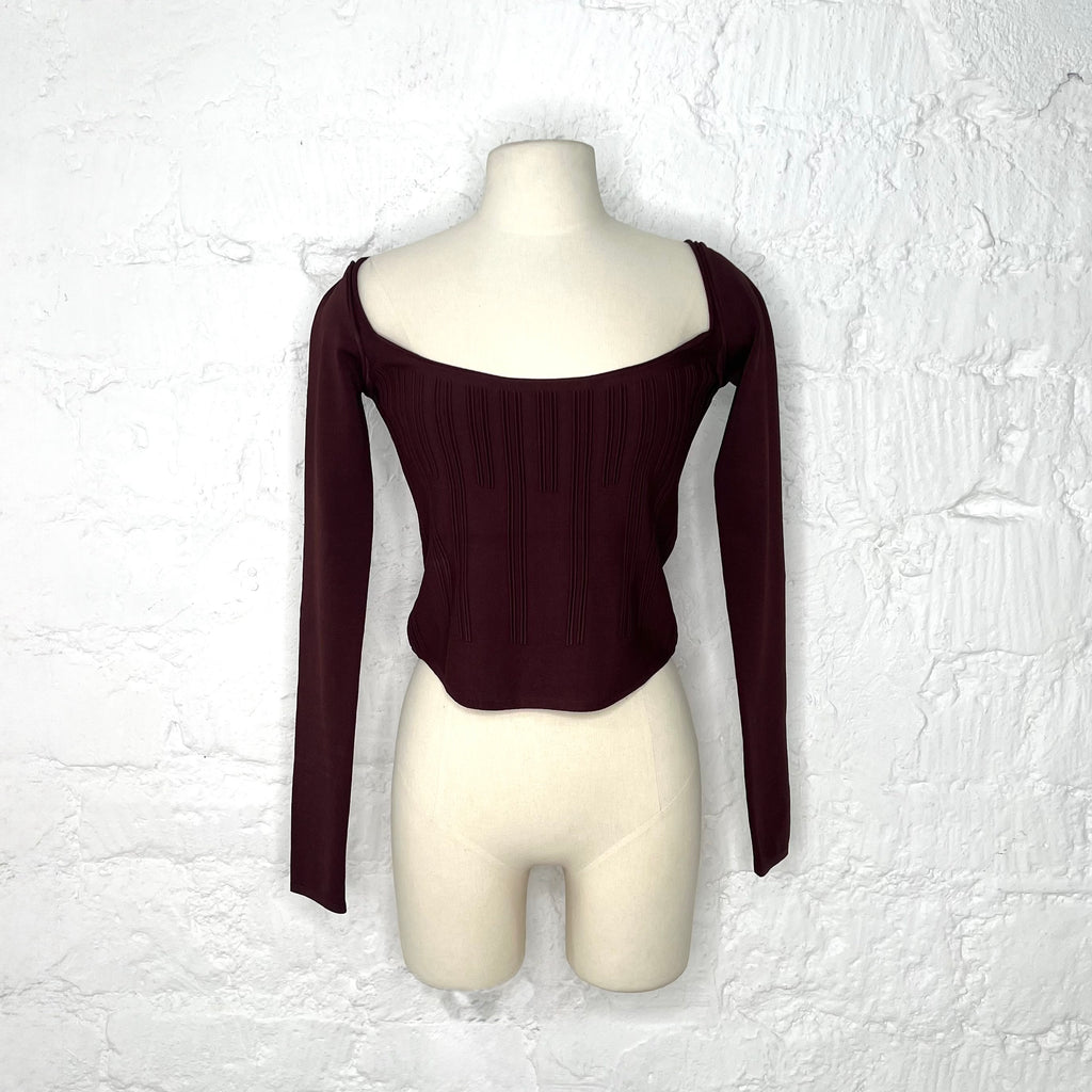 THIERRY MUGLER - Burgundy ribbed top