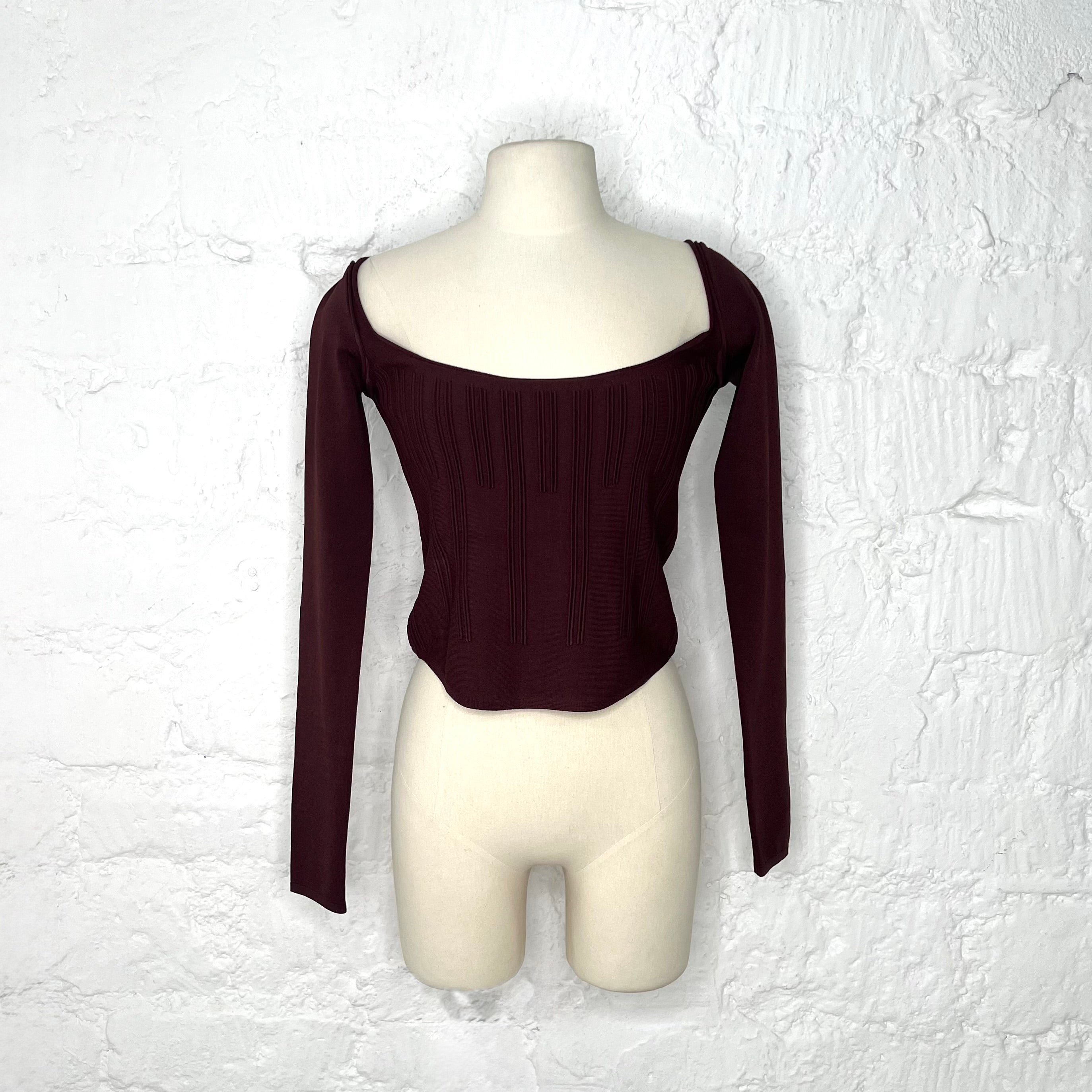 THIERRY MUGLER - Burgundy ribbed top