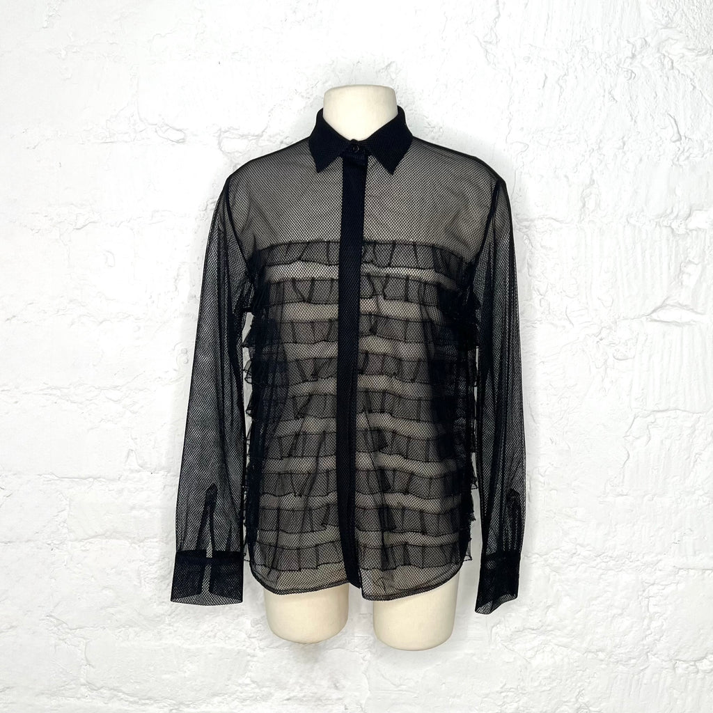 CHRISTIAN DIOR - Black transparent fringe shirt