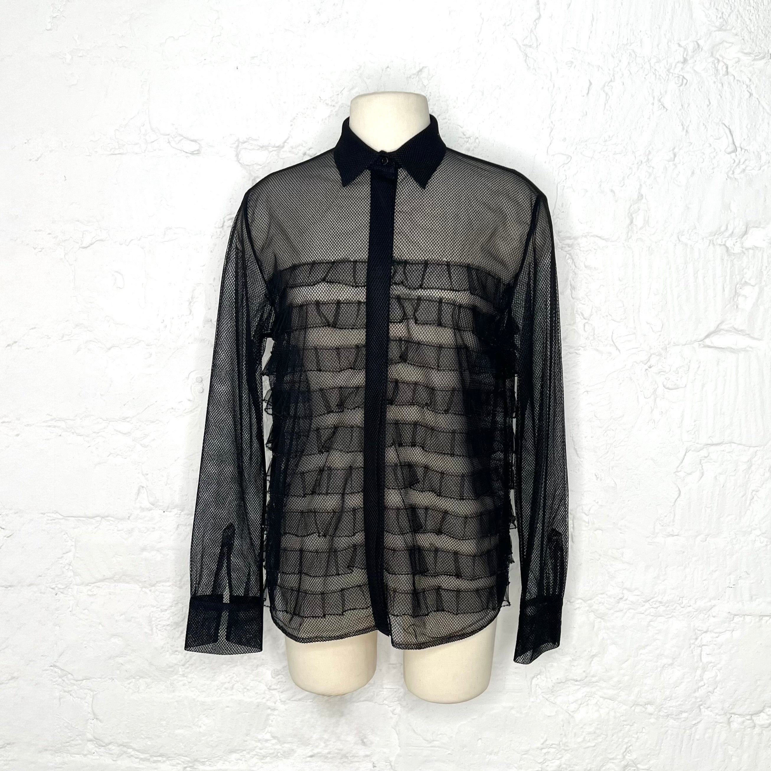 CHRISTIAN DIOR - Black transparent fringe shirt