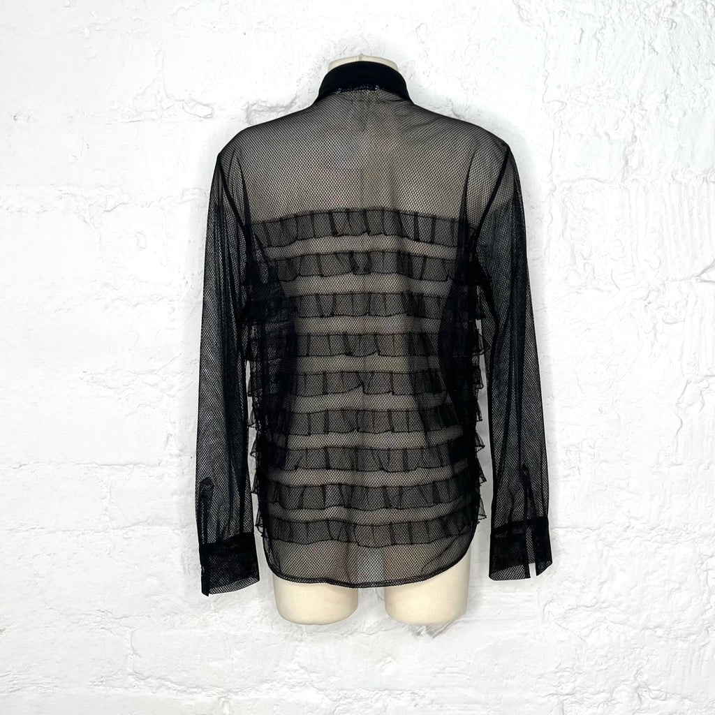 CHRISTIAN DIOR - Black transparent fringe shirt