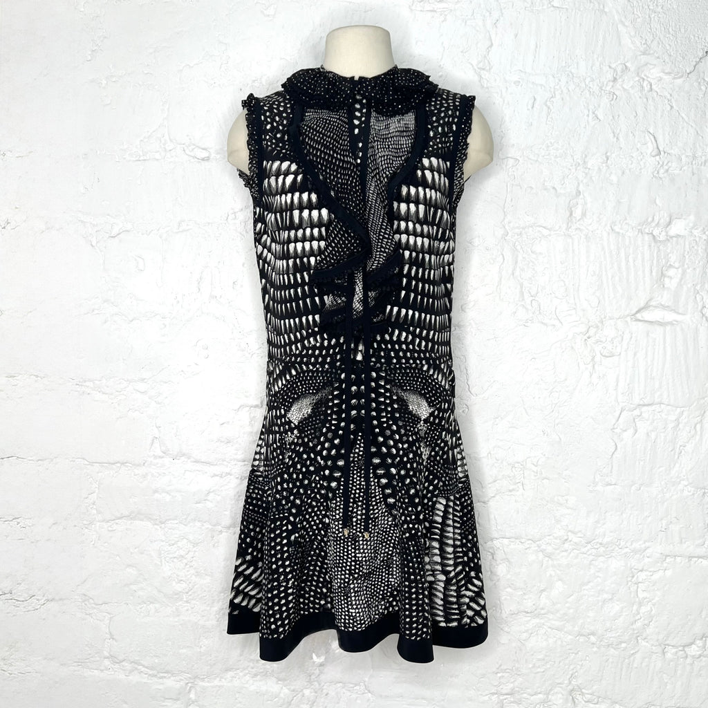 ROBERTO CAVALLI - Black & White abstract printed dress