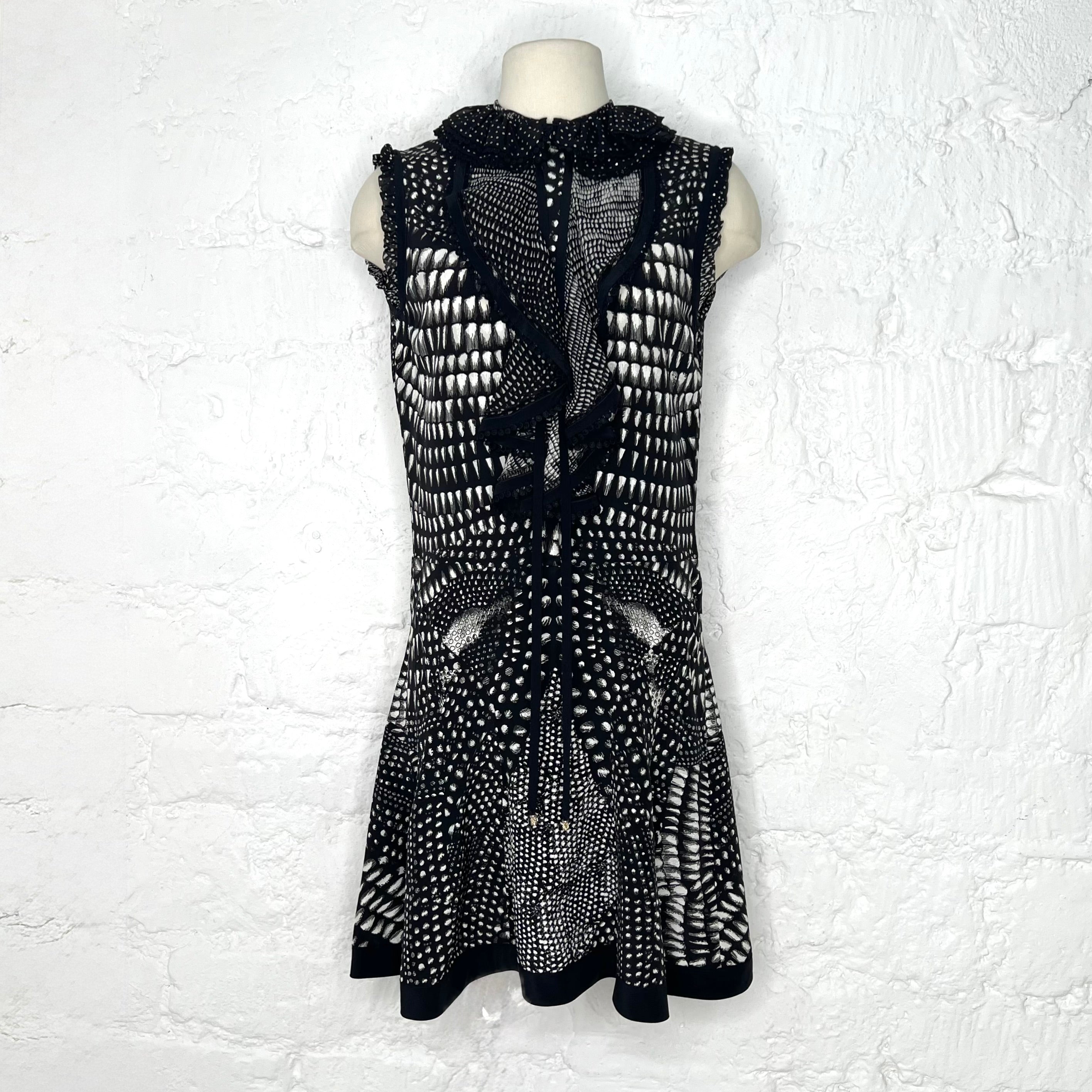 ROBERTO CAVALLI - Black & White abstract printed dress