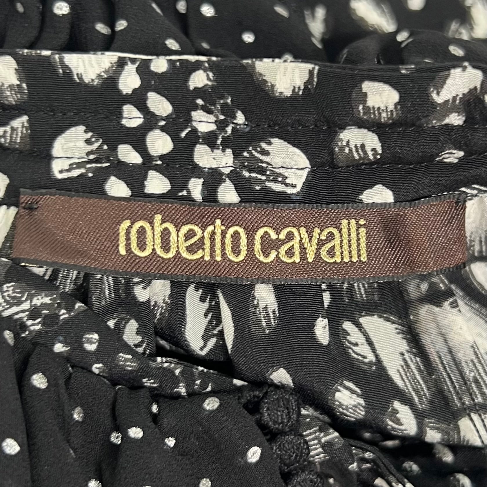 ROBERTO CAVALLI - Black & White abstract printed dress