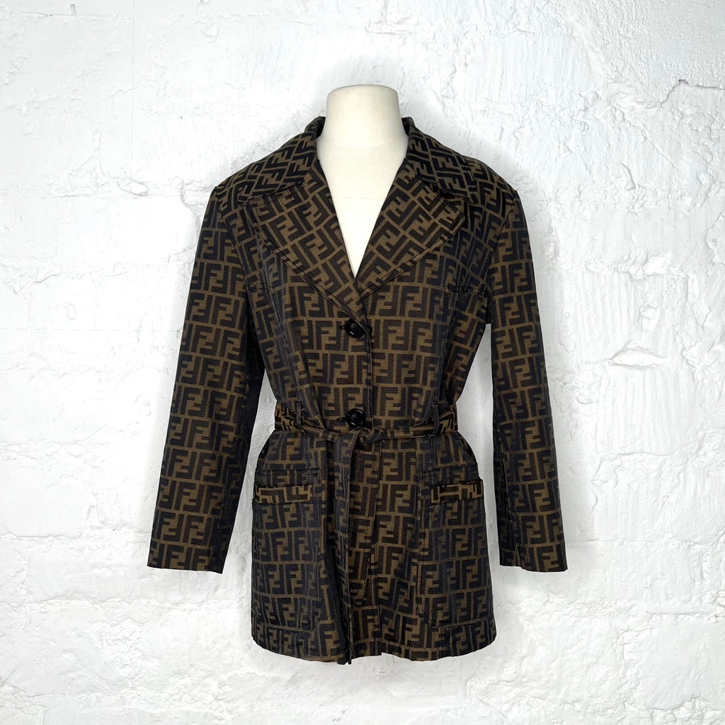 FENDI - Brown monogram coat