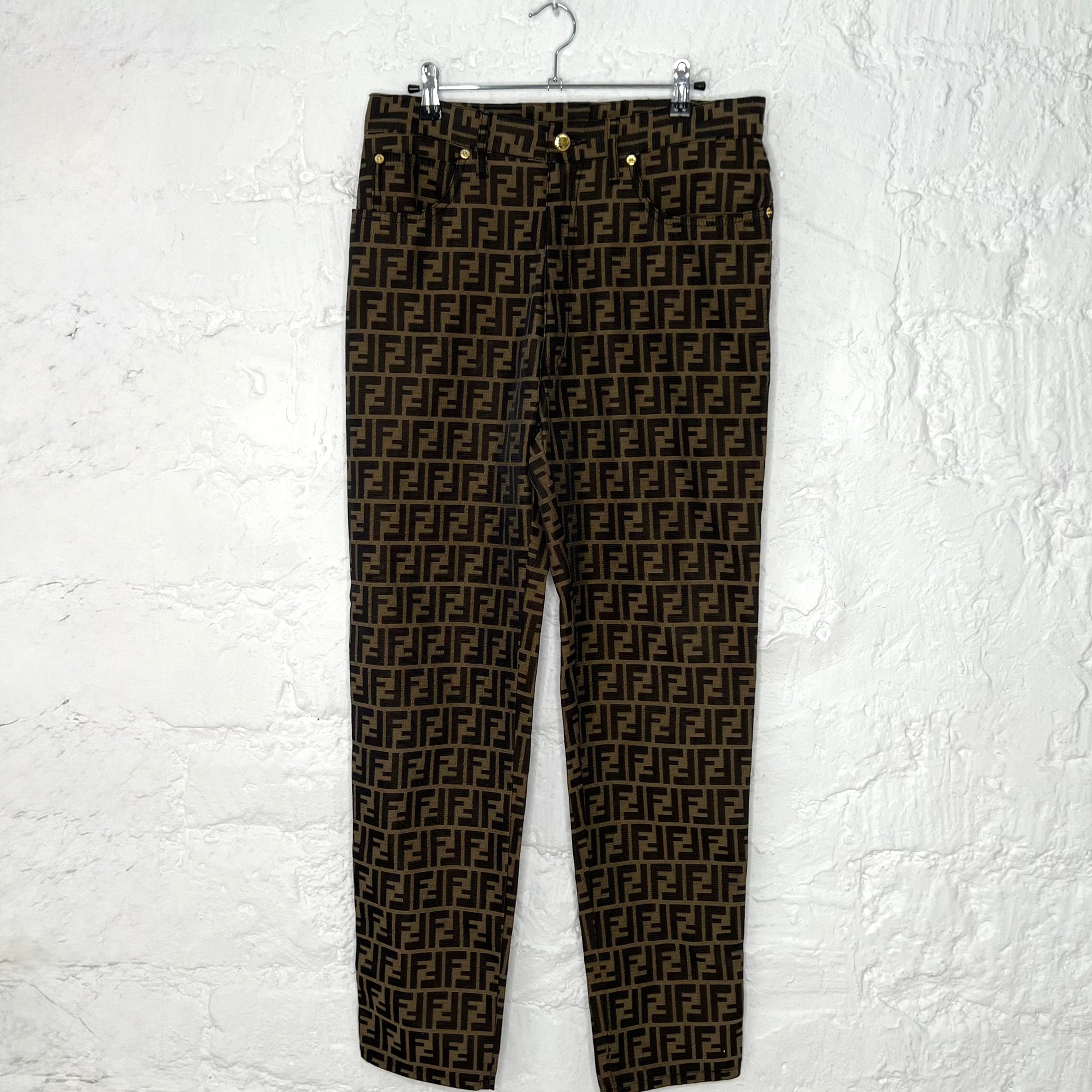 FENDI - Wide leg zucca monogram trousers