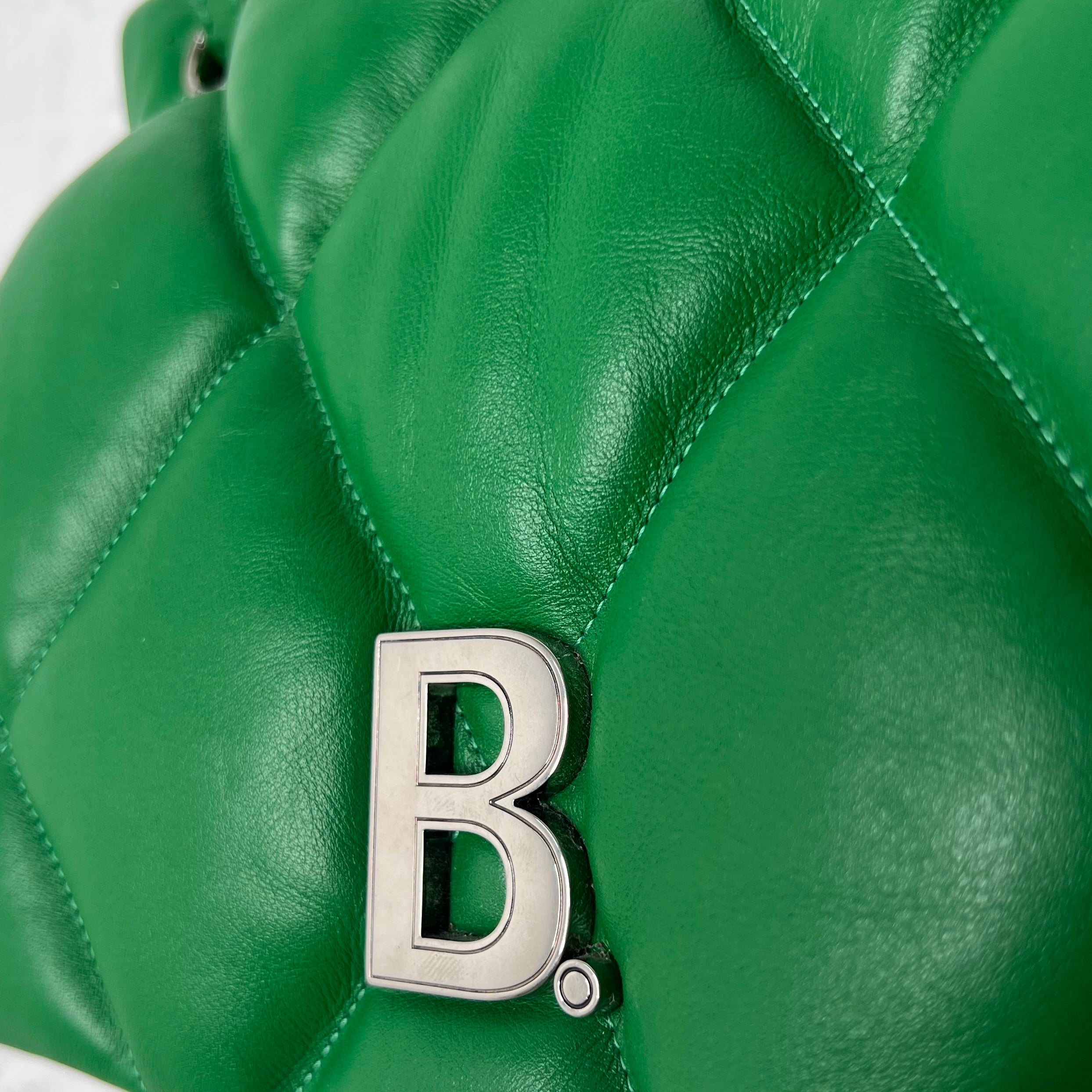 BALENCIAGA - Forest green leather puffer shoulder bag