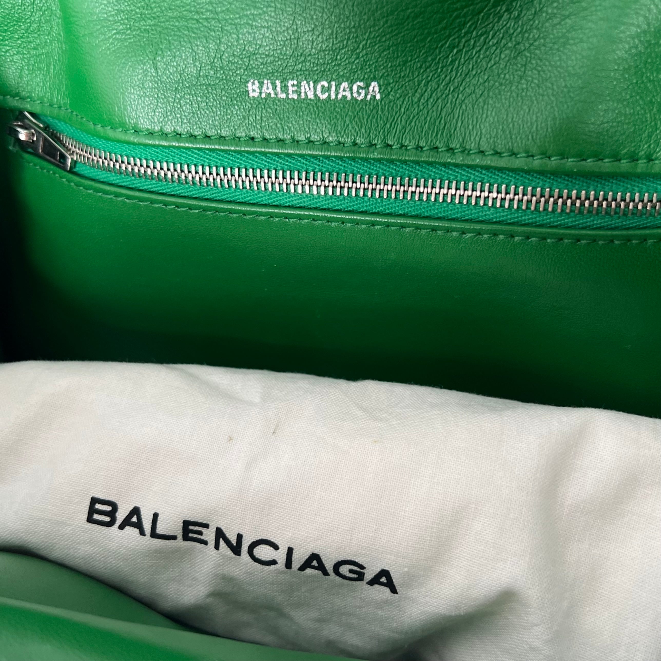 BALENCIAGA - Forest green leather puffer shoulder bag