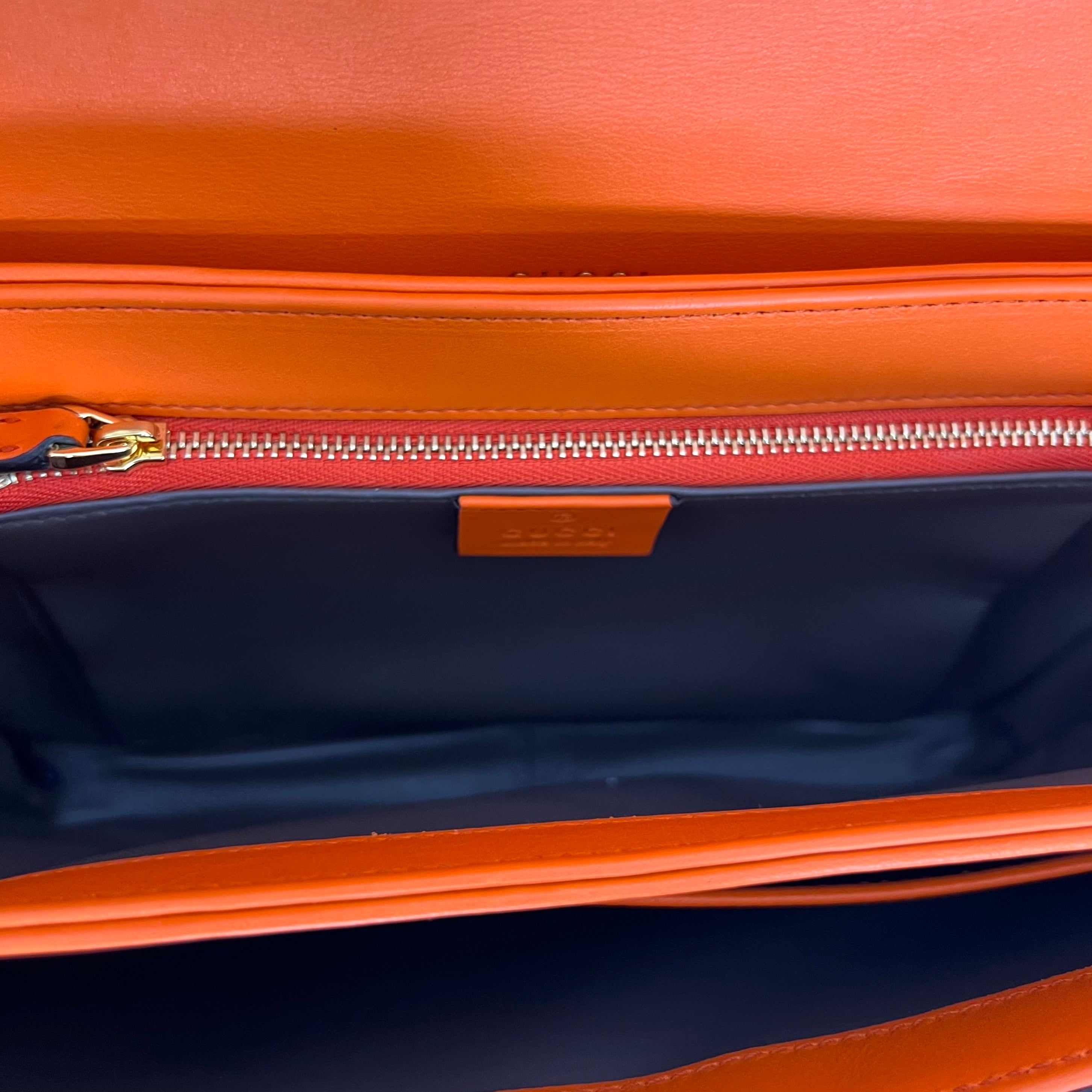 GUCCI - Orange horsebit small shoulder python bag