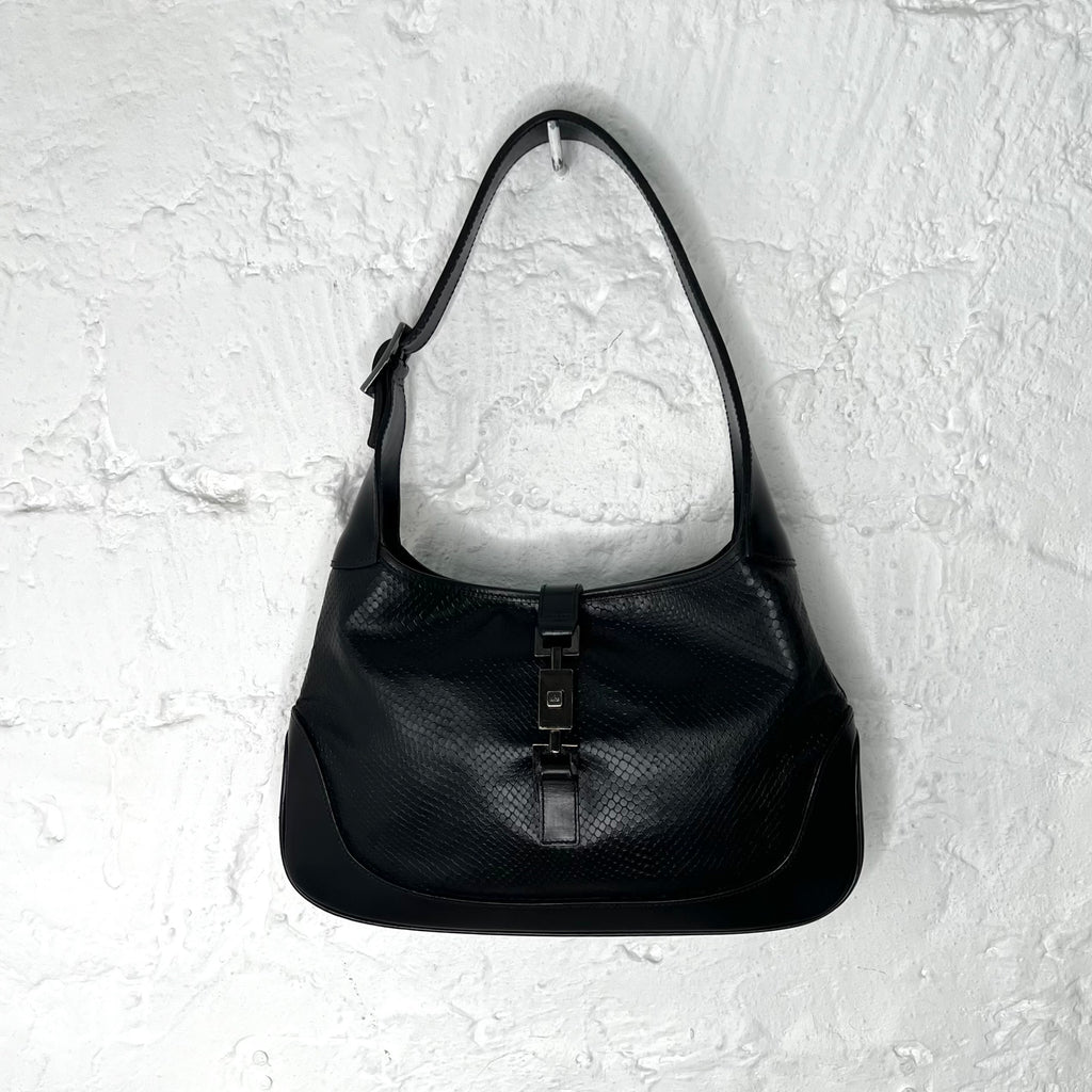 GUCCI - Black python jackie shoulder bag