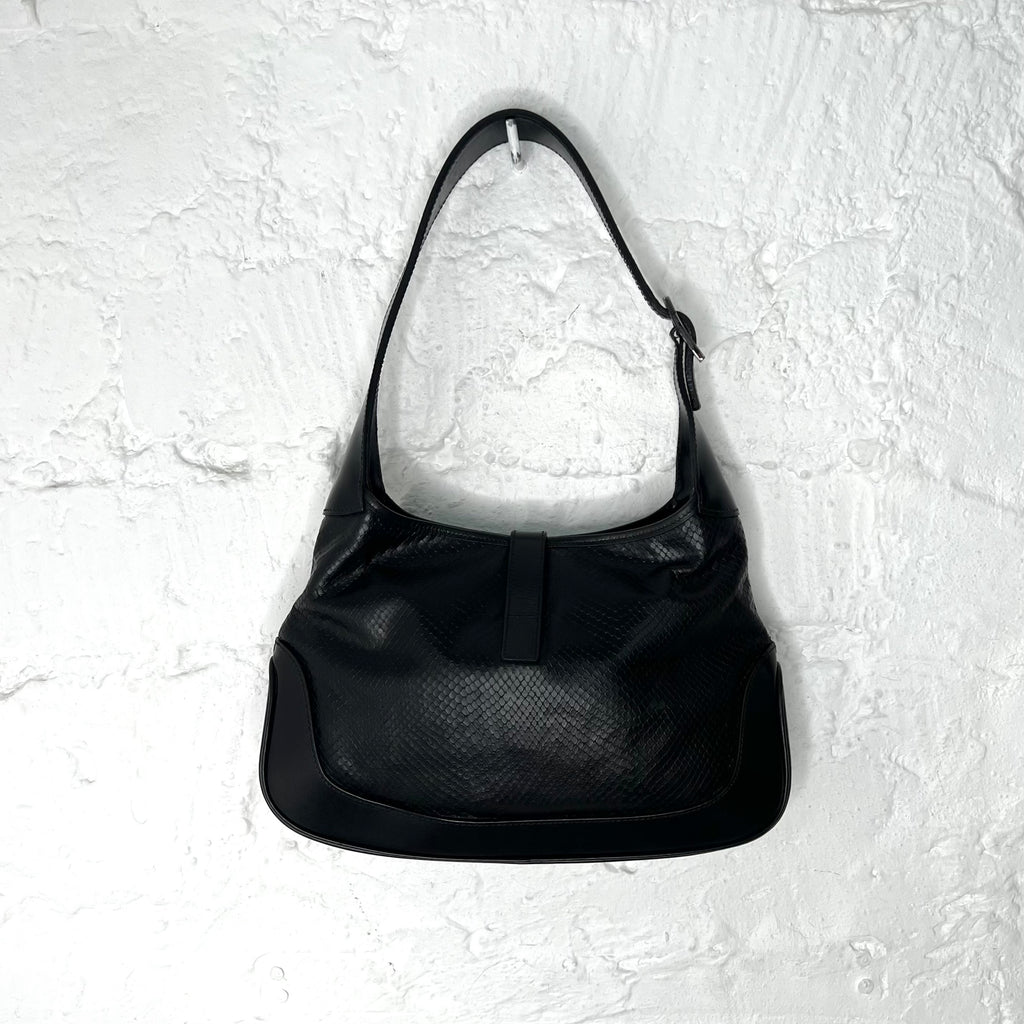 GUCCI - Black python jackie shoulder bag