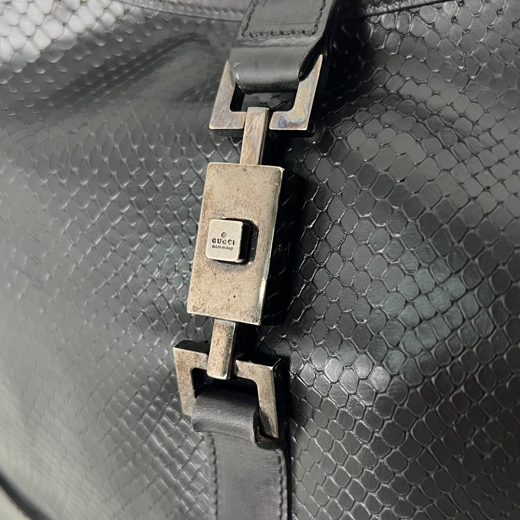 GUCCI - Black python jackie shoulder bag