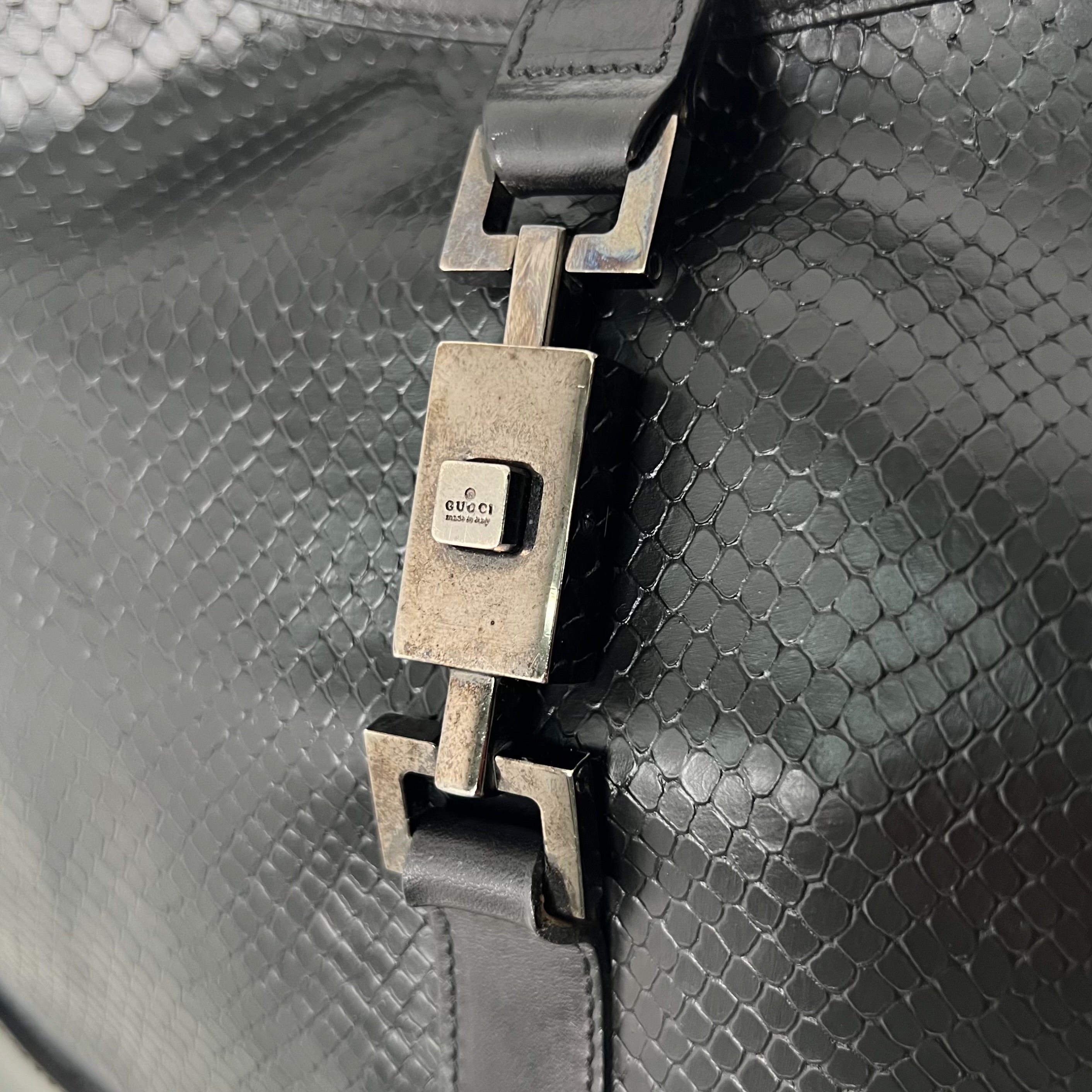 GUCCI - Black python jackie shoulder bag