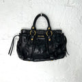 MIU MIU - Black vitello shine satchel leather bag