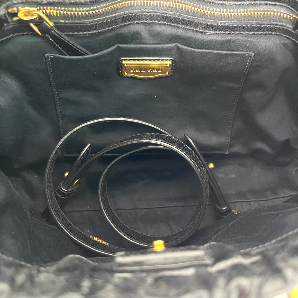 MIU MIU - Black vitello shine satchel leather bag