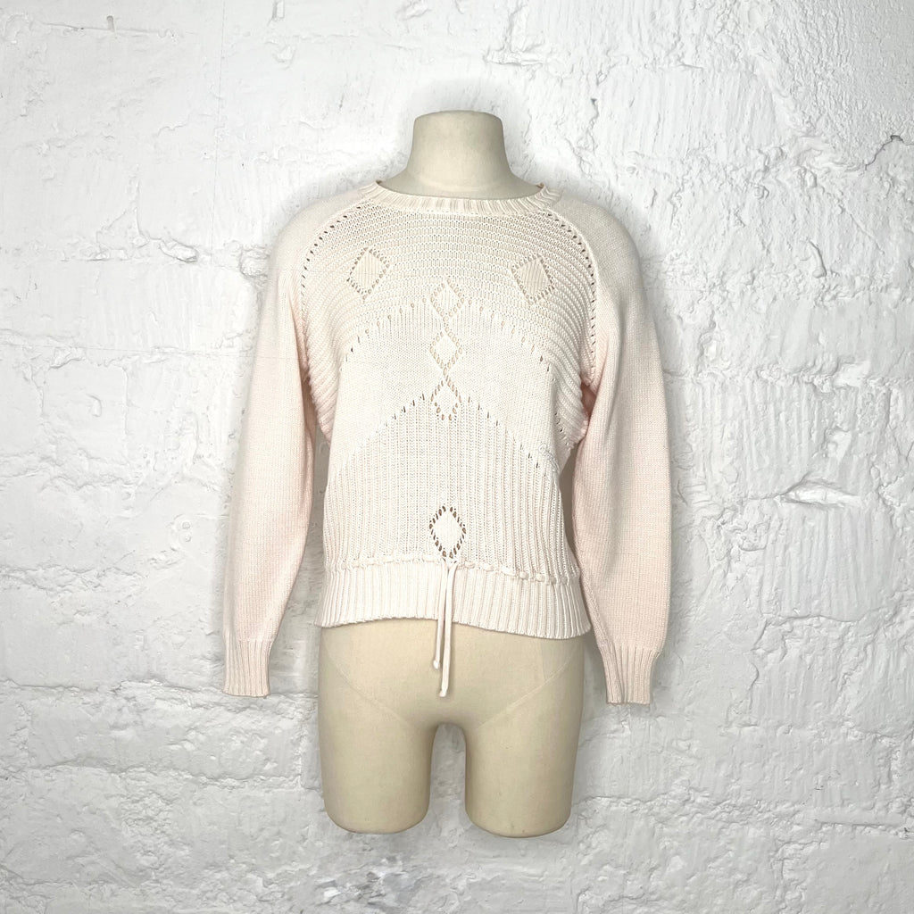 COURRÈGES - Off-white knitted sweater with embroidery