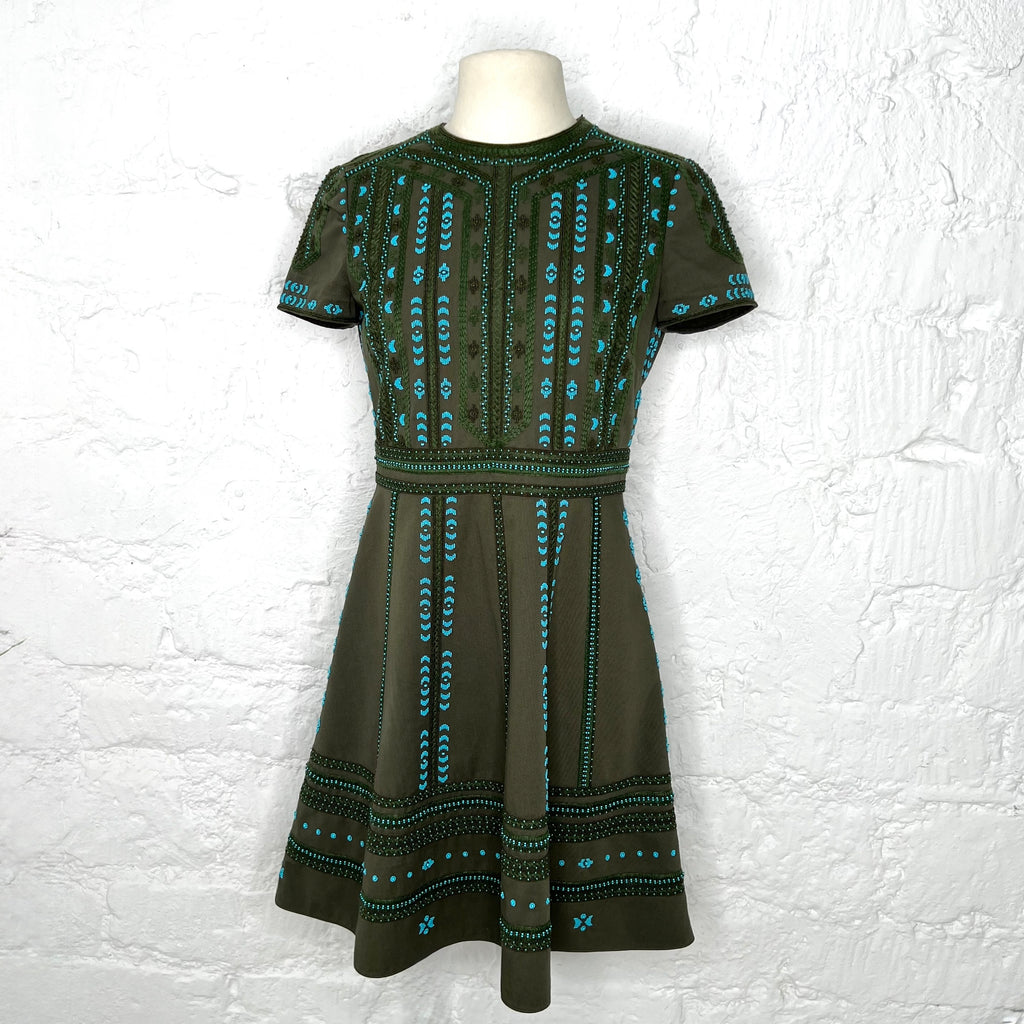 VALENTINO - Green embroidered dress